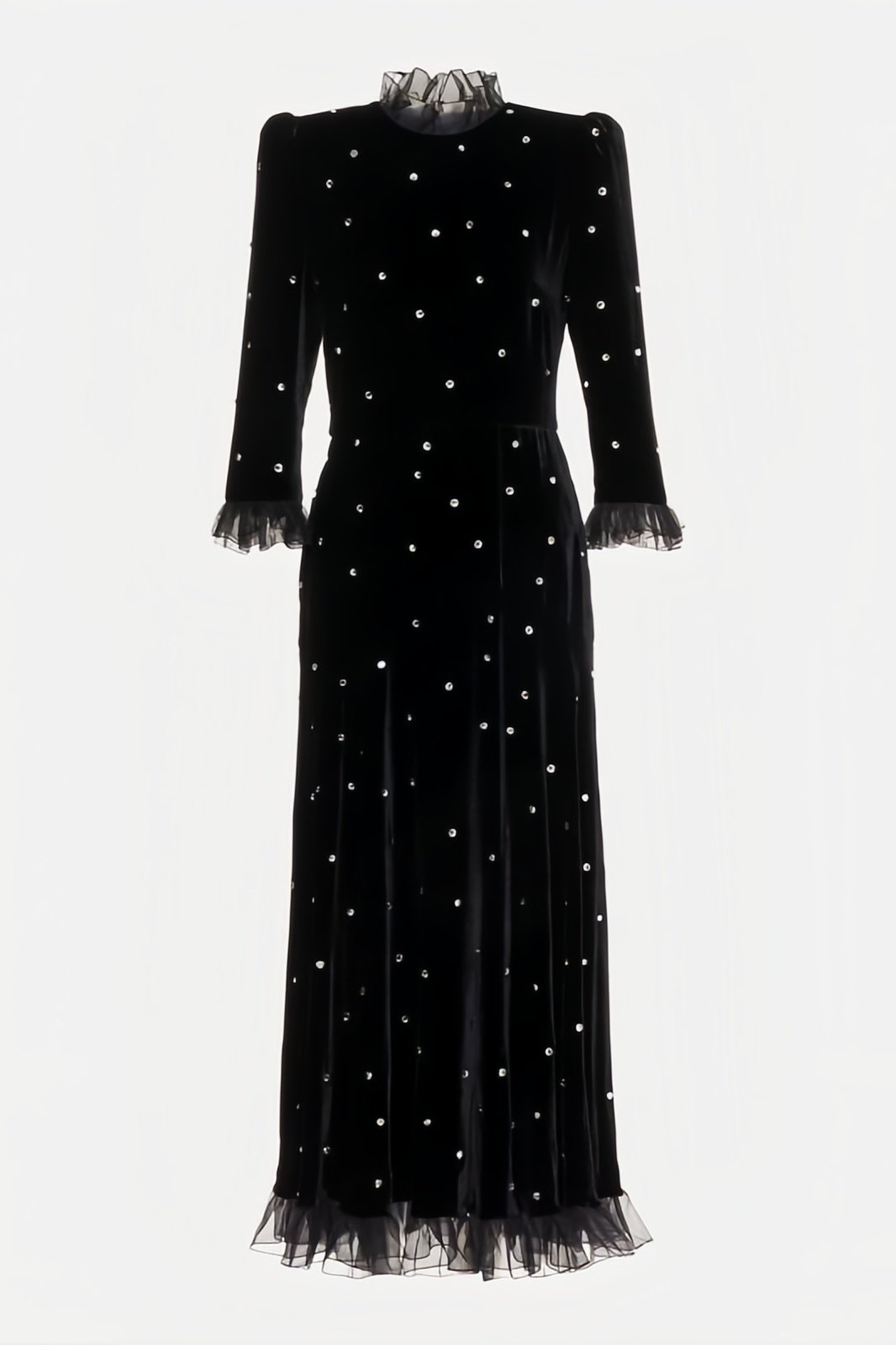 Jolie Diamante Ruffle Velvet Maxi Dress – FOIOR