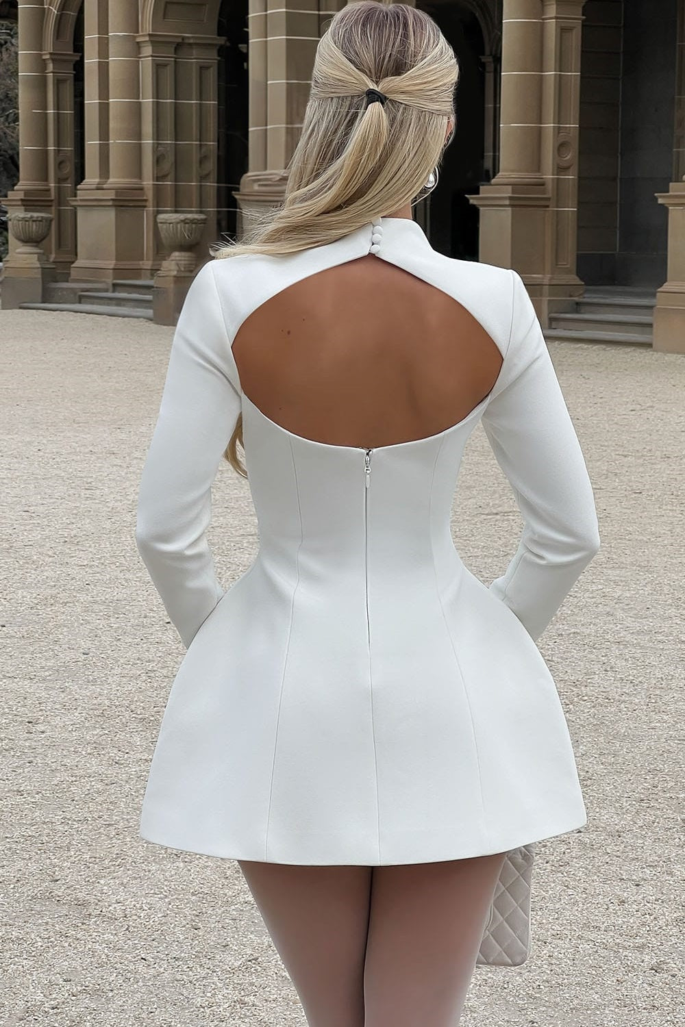 Molly Open Back Long Sleeve Mini Dress FOIOR Molly Open Back Long Sleeve Mini Dress FOIOR