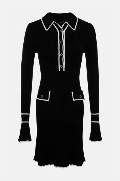 Louise Contrast Ruffle Knit Mini Dress