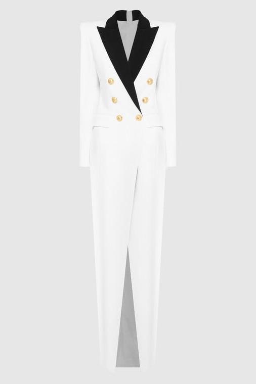 Silas Color Silas Colorblock Tuxedo Maxi Blazer Dress – FOIOR